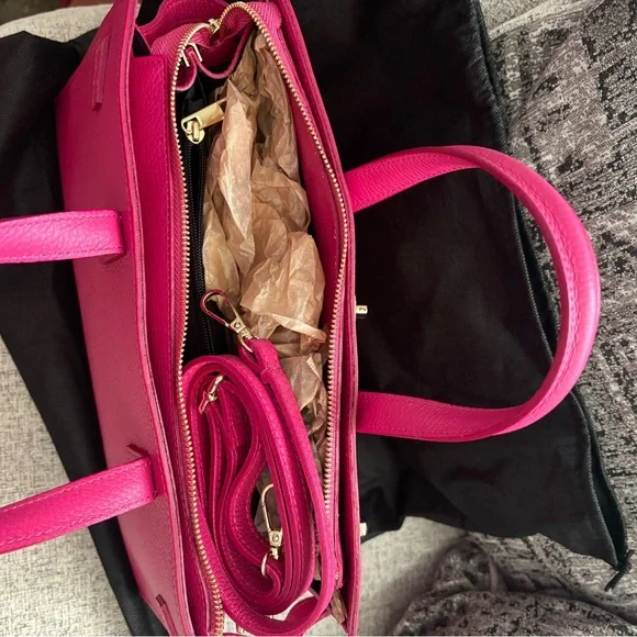 Italian Leather Satchel - Fuschia [NWT] - Picture 4 of 5